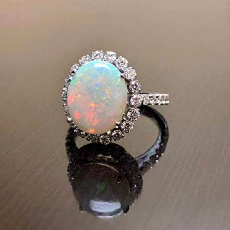 Women's Vintage Alloy Inlaid Opal Engagement Rings