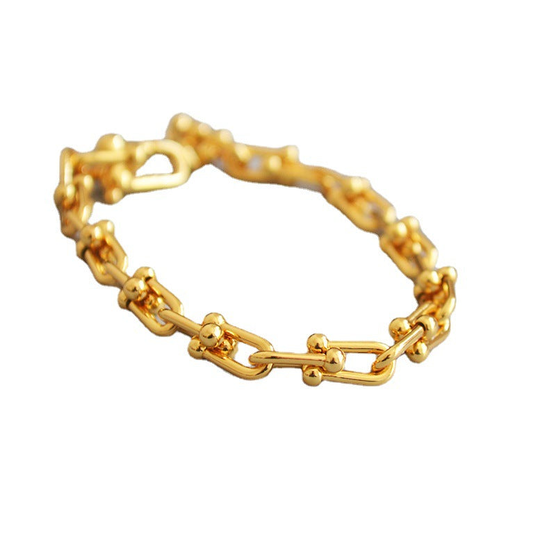 Niche Personality Brass Gold-plated U-shaped Lock Chain Bracelets