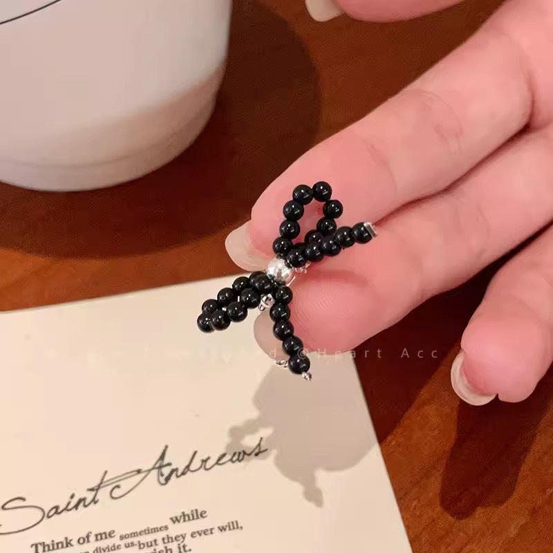 Women's Handmade Bow Beaded Elastic For Personality Rings