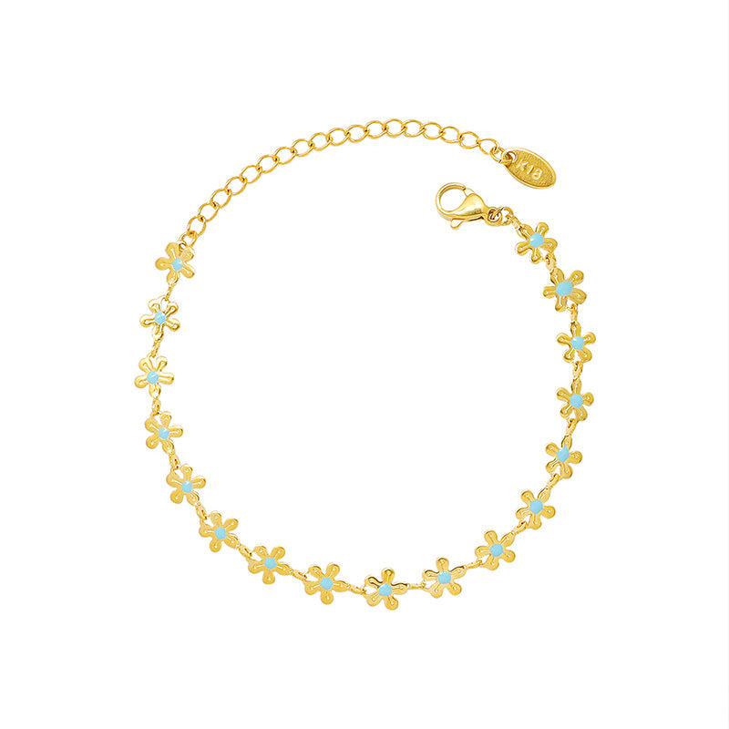 Flowers Blue Drop Oil Special Interest Light Jewelry Set