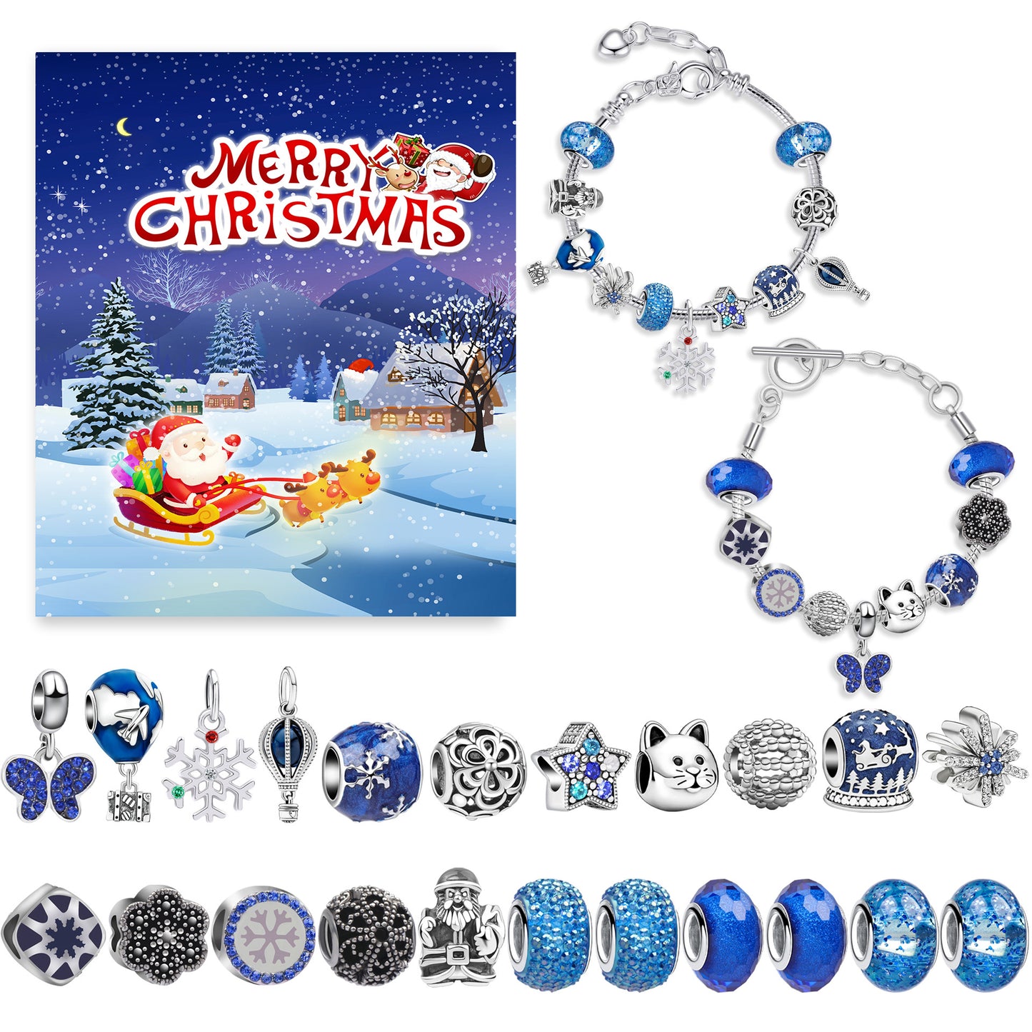 Children's Beads Blue Christmas Sled Blind Box Bracelets