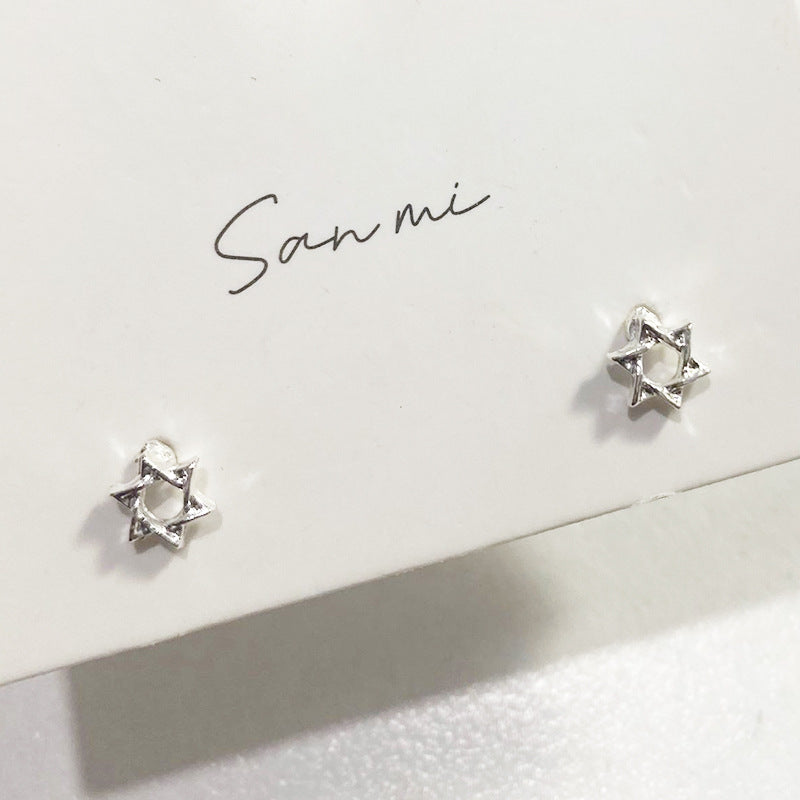 Fresh Plain Sier Plated Bow Female Small Simple Stud Earrings