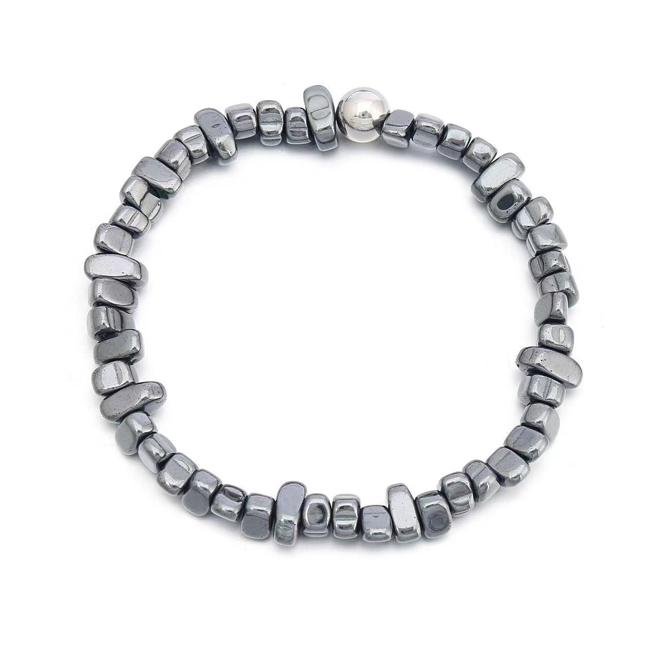 Men's Hand-woven Adjustable Irregular Haematite Beaded Ornament Bracelets