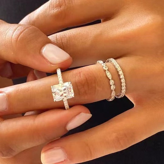 Women's Three-piece Diamond Engagement Set Proposal Classic Rings