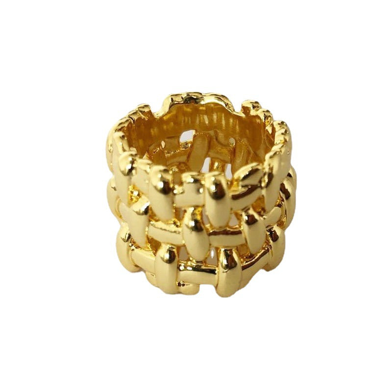 Ornament Exaggerating Unique Fashion Metallic Woven Rings