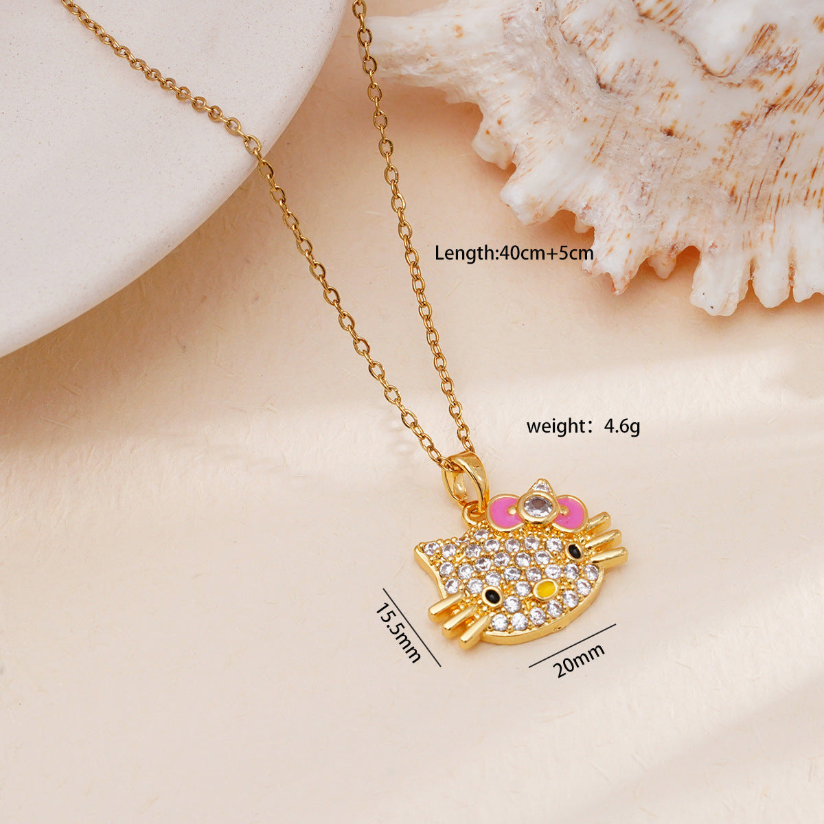 Design Cat Micro Inlaid Zircon Gold-plated Copper Jewelry Necklaces