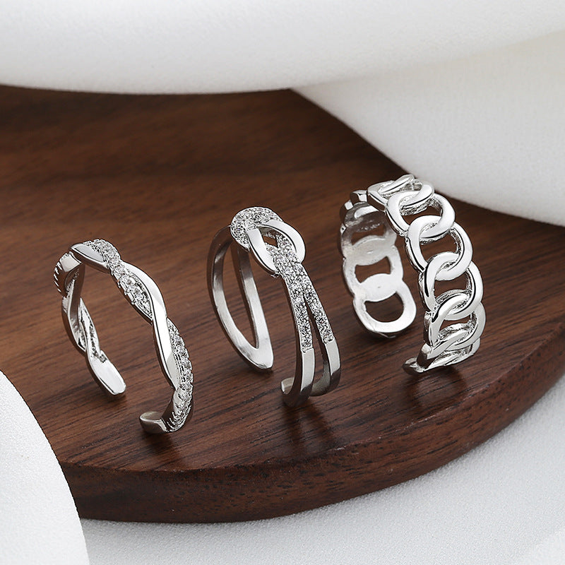 Women's Three-piece Set Light Luxury Personality Trendy Cold Rings