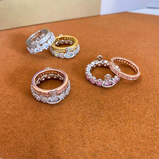 Queen Mother's Female Niche Design Double Layer Rings