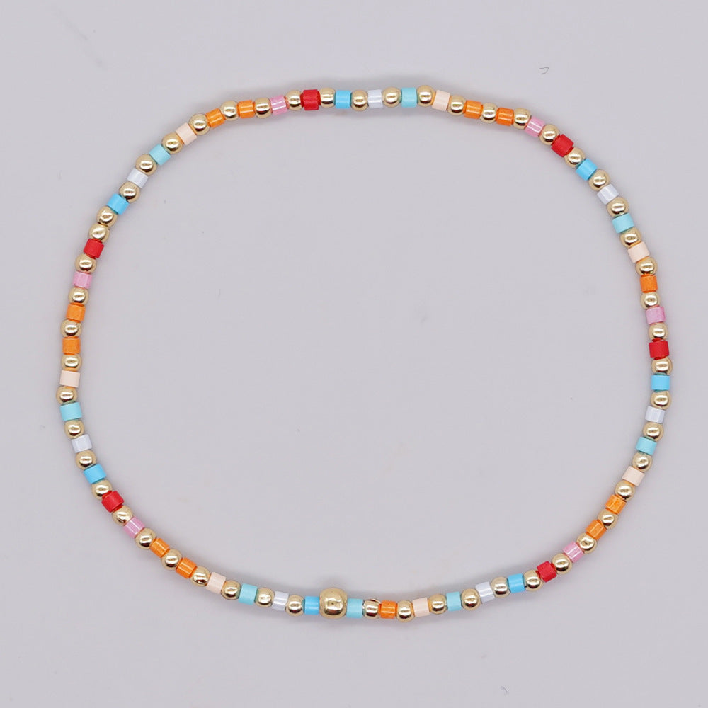 Women's Bohemian Style Copper Bead Rainbow Color Bracelets