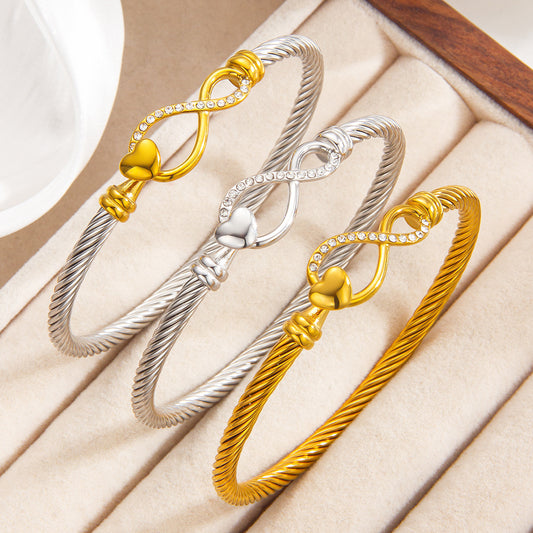 Vintage Simple Rhinestone Titanium Steel Fashion High-grade Bracelets