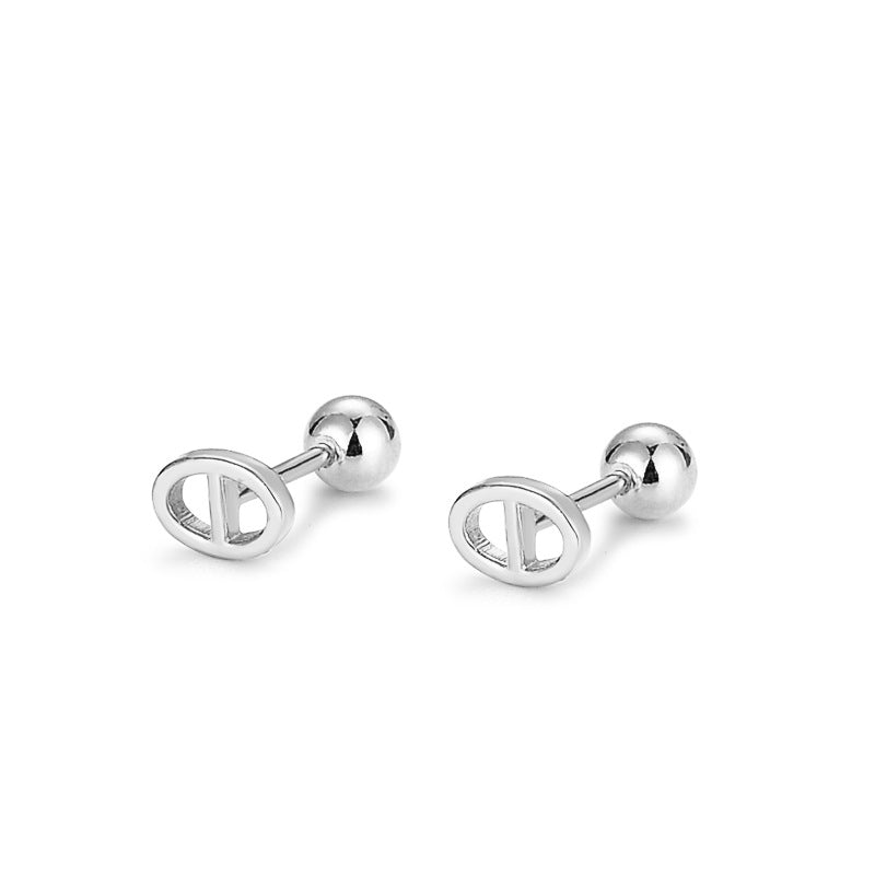 Sier Pig Nose Hollow Ear Bone Ball Earrings