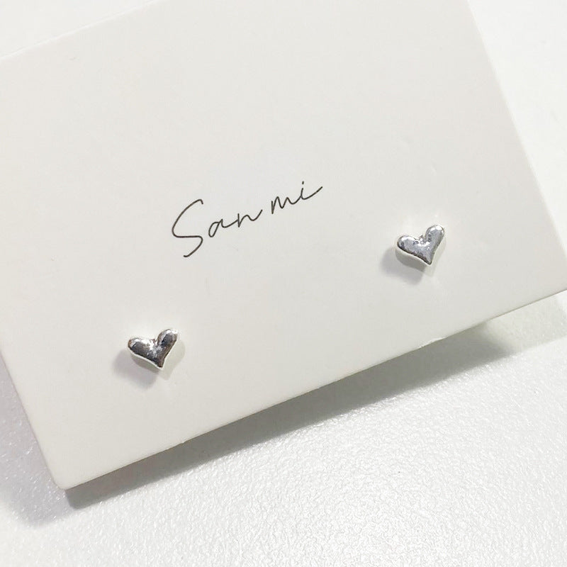 Fresh Plain Sier Plated Bow Female Small Simple Stud Earrings