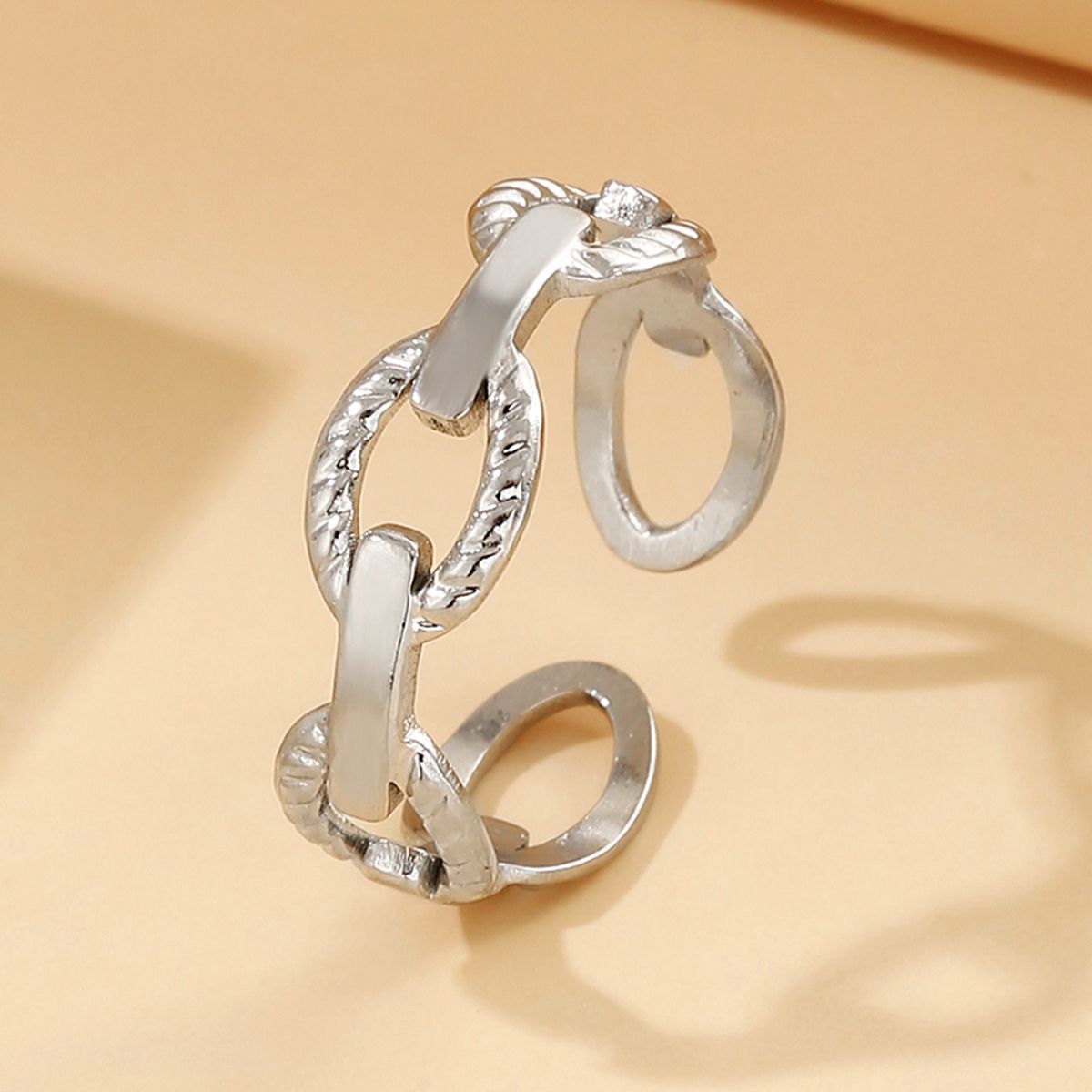 Chain Geometric Stainless Steel Cold Wind Rings