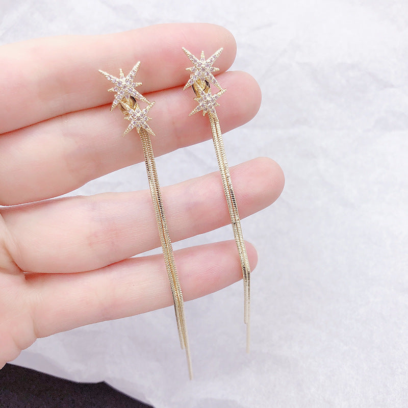 Pearl Versatile Personality Long Tassel Female Earrings