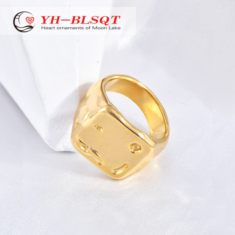 Women's Irregular Tinfoil Pattern Crater For Trendy Rings