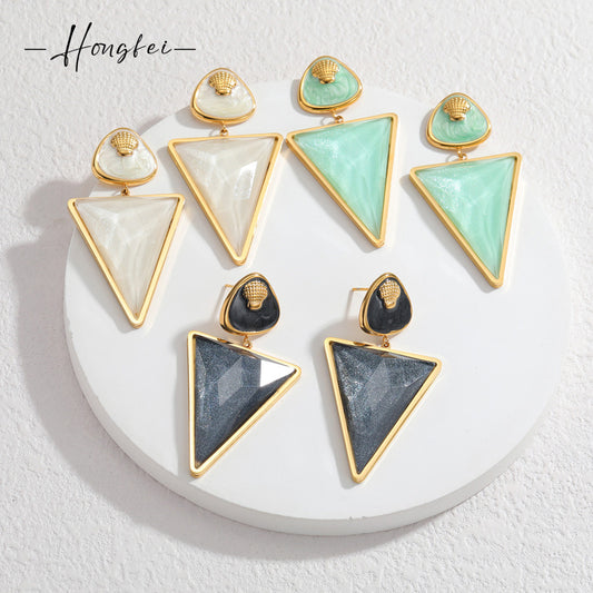 Women's Steel Gold Geometric Triangle Light Luxury High-grade Earrings