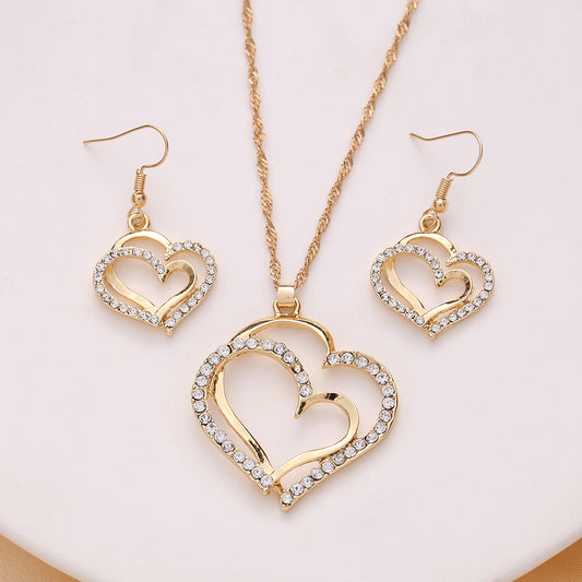 High-grade Heart Shaped Love Double Peach Fashion Trend Bridal Necklaces