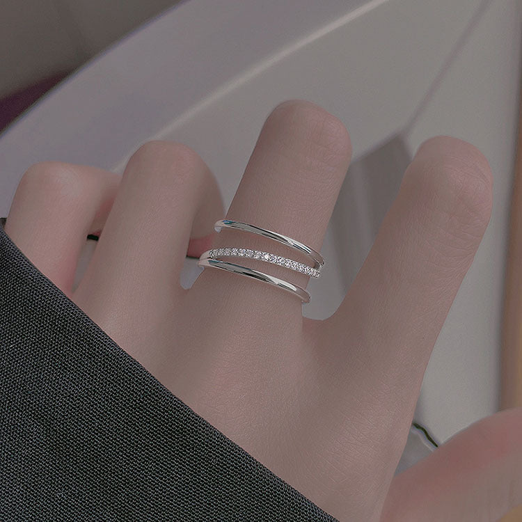 Women's Luxury Minority Design Line Open Index Rings