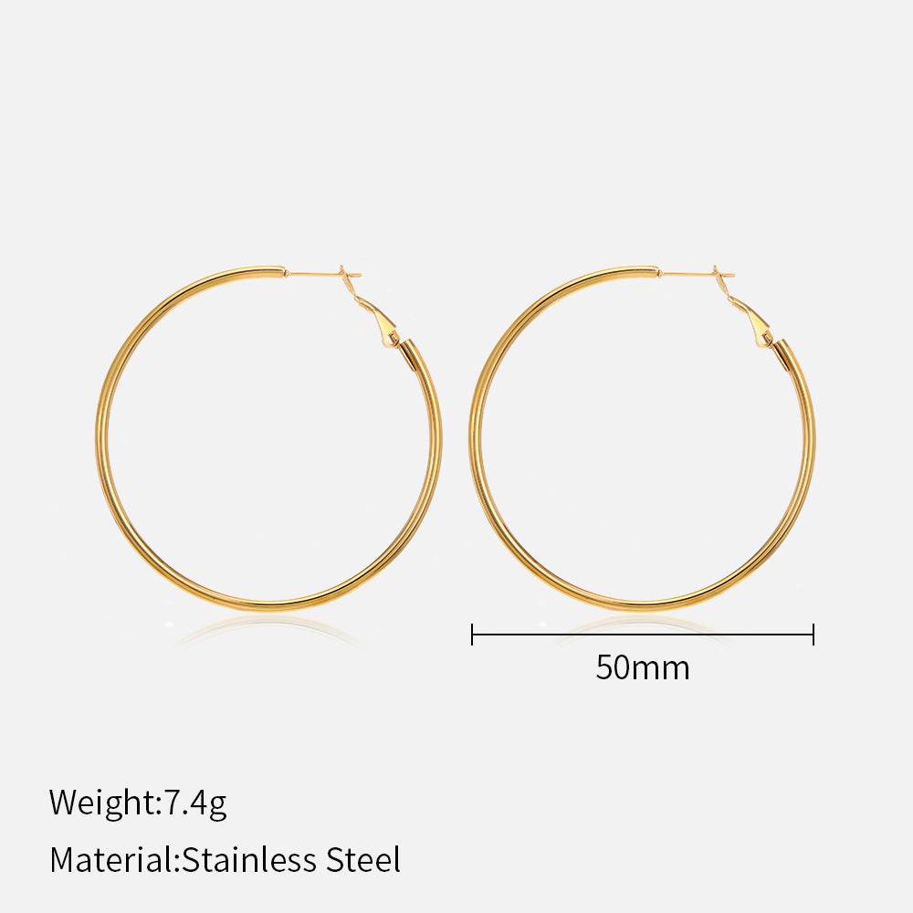 Popular Stainless Steel Round Personality Fashion Earrings