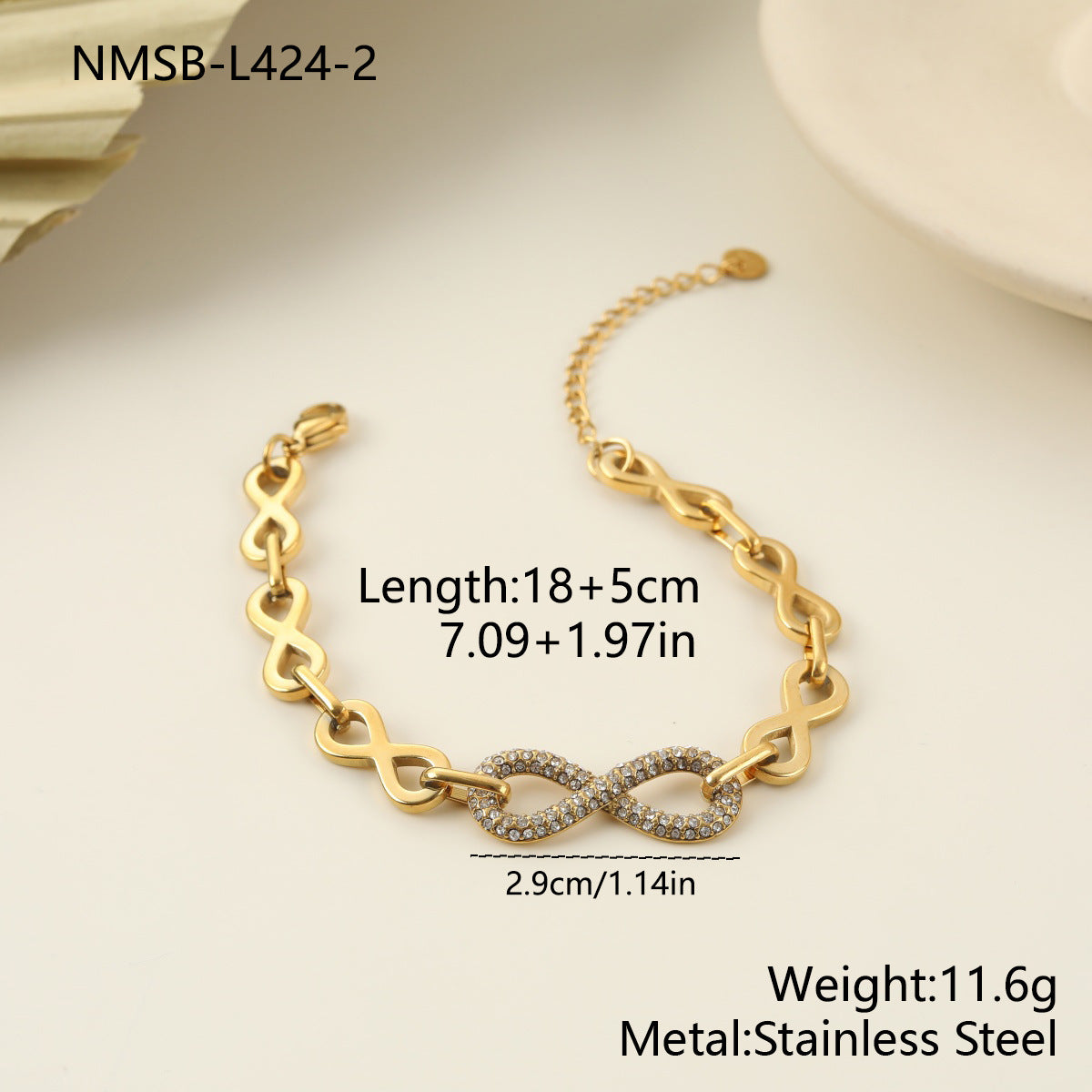 Steel Light Luxury Unlimited Symbol Full Diamond Jewelry Set