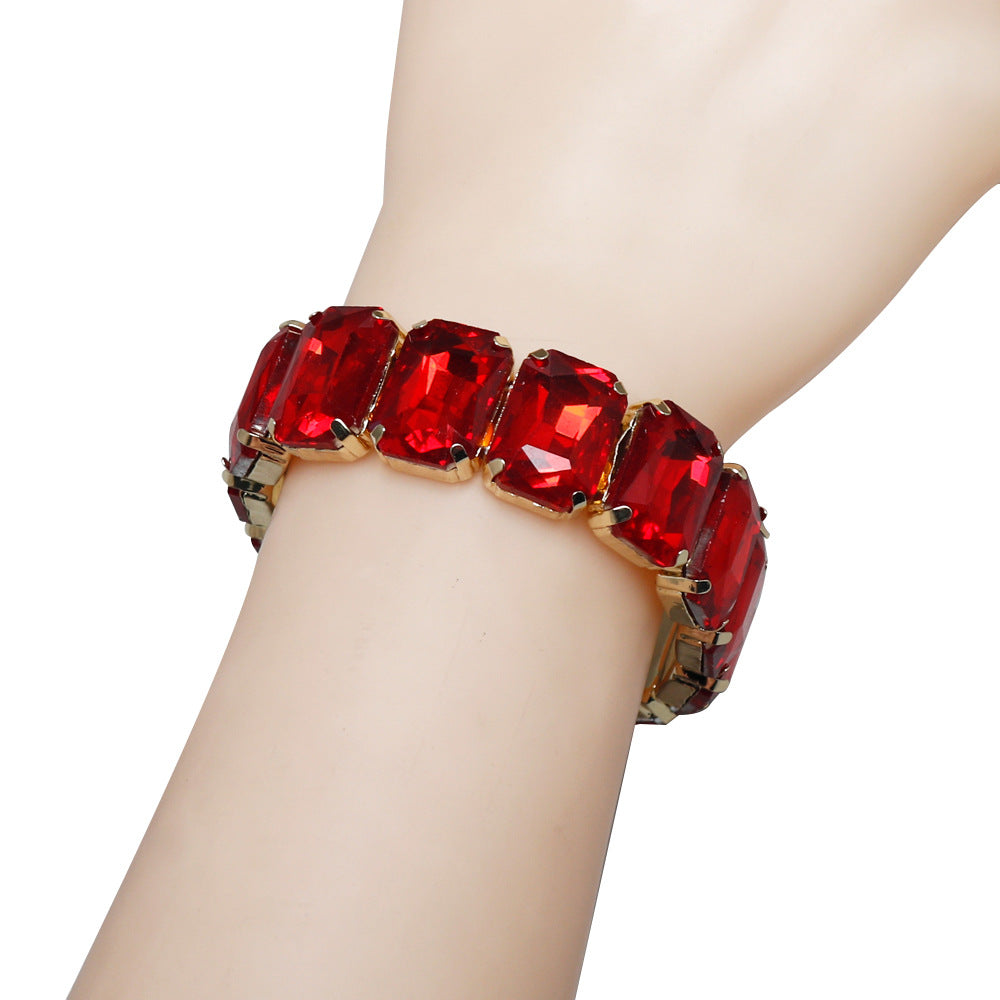 Women's Railway Fashion Geometry Pattern Gem Stretch Bracelets