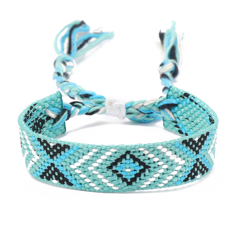 Women's Style Plaid Cotton Linen Colorful Nepal Bracelets