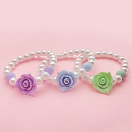 Children's Acrylic Petal Macaron Color Cute Pearl Bracelets