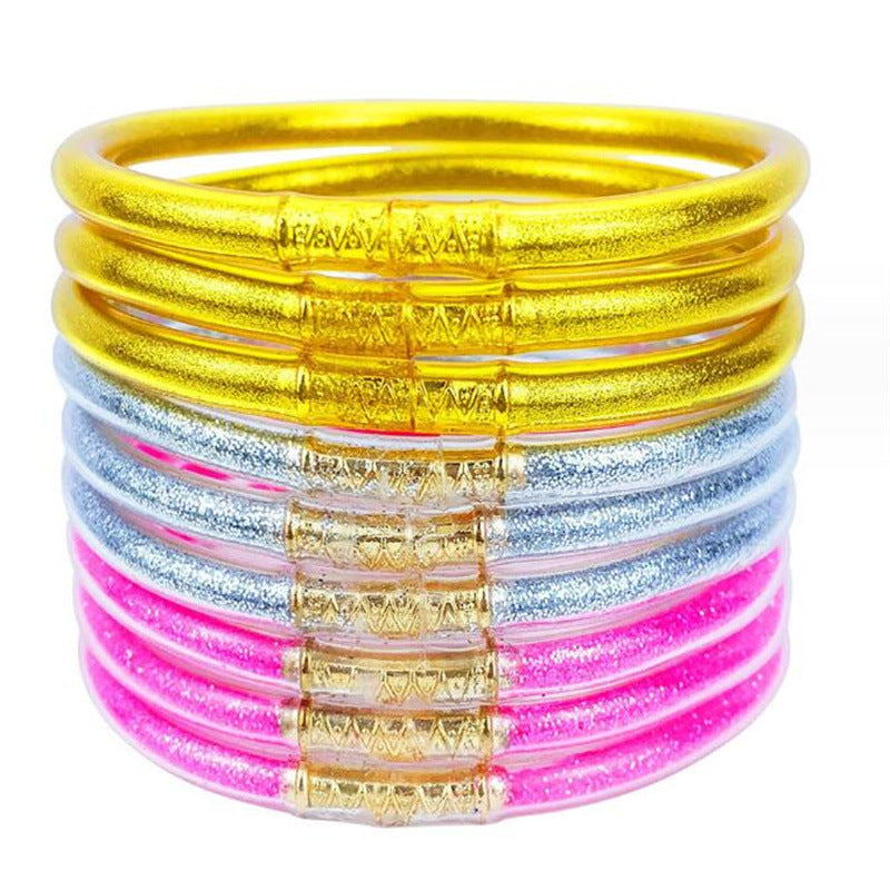 Women's Powder Combination Of Three Shiny Candy Color Bracelet