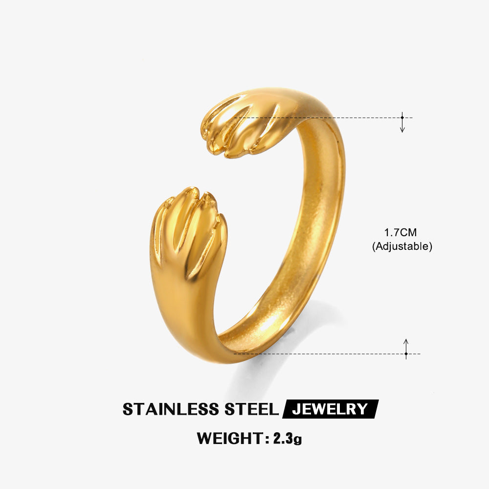 Steel Cat Scratching Retro Popular Opening Adjustable Gold Rings