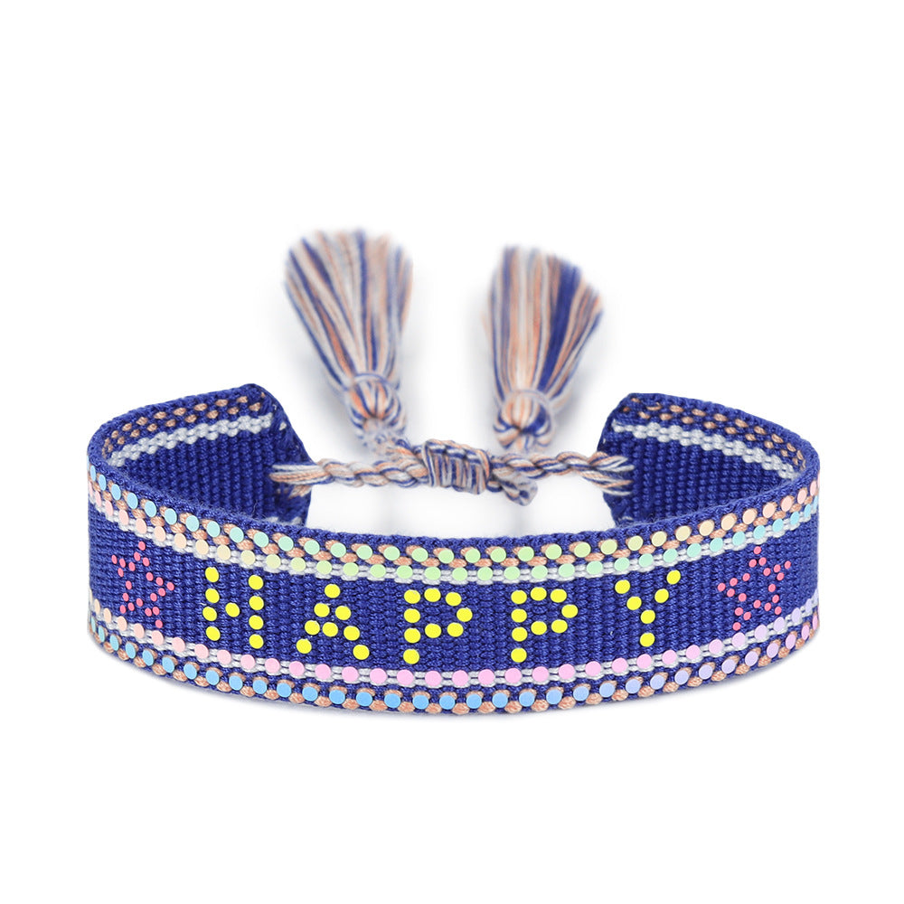 Letters Creative Weaving Female Multicolor Tassel Carrying Bracelets