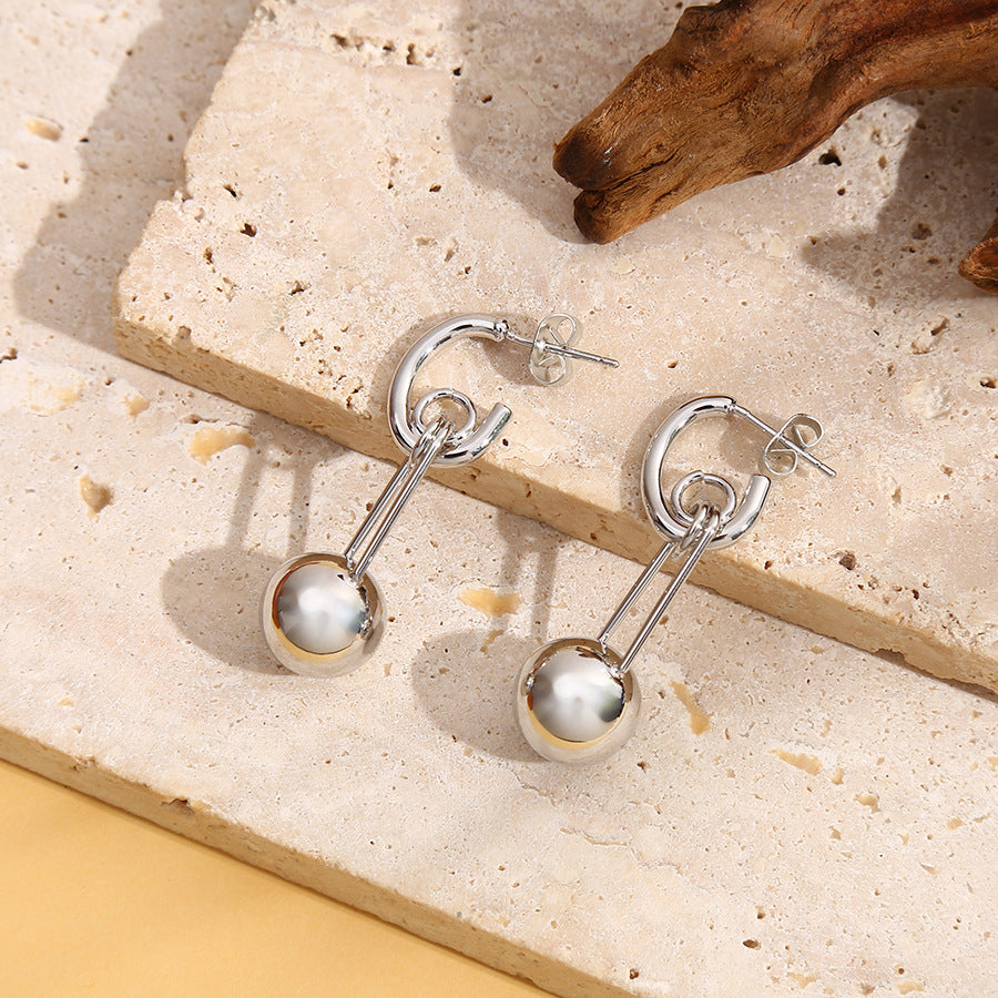 Women's Circle Rhinestone Sier Needle Popular Summer Earrings