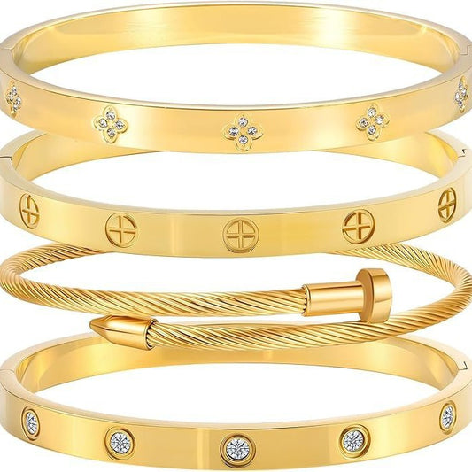 Fashion Titanium Steel Gold Female Card Plus Bracelet