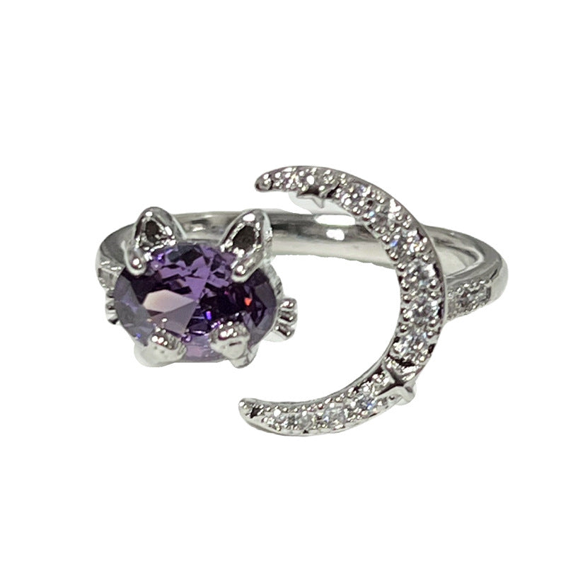 Korean Style Light Luxury Purple Diamond Rings