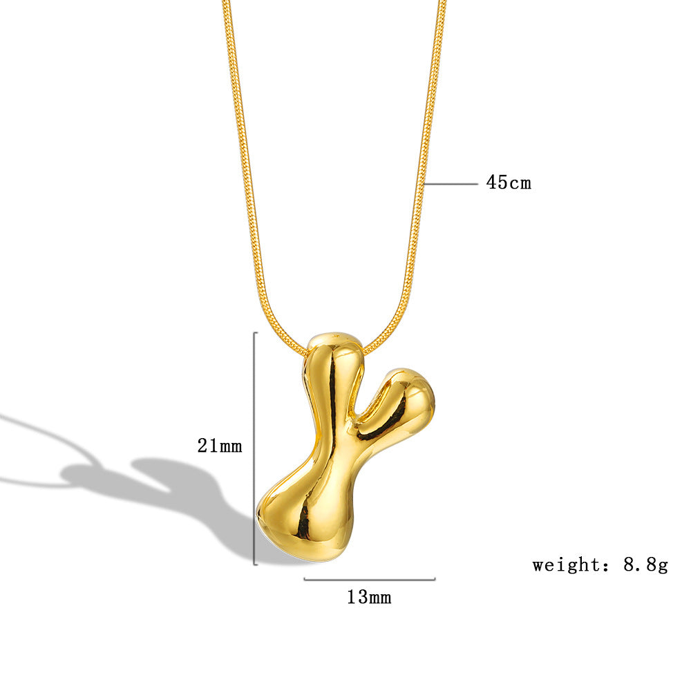 Balloon Bubble Chubby Letter Copper Plated Necklaces
