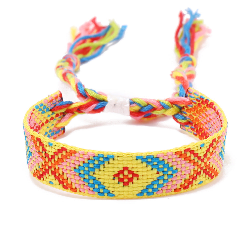 Women's Style Plaid Cotton Linen Colorful Nepal Bracelets