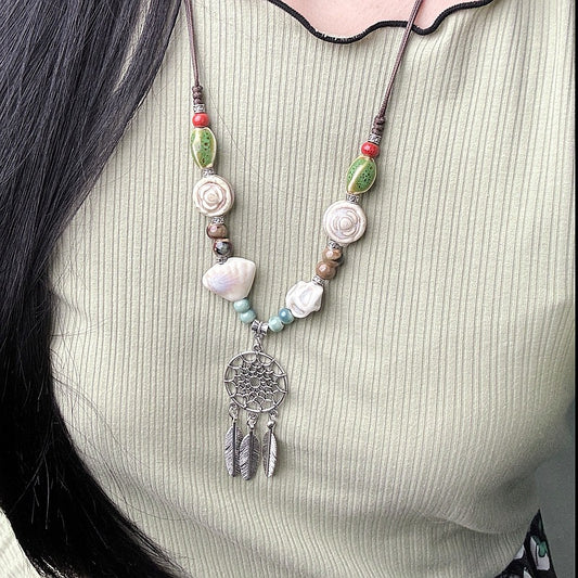 Elements Ceramic Artistic Butterfly Ornament National Necklaces