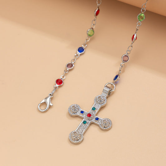 Hop Style Cross Female Simple Crystal Chain Necklaces