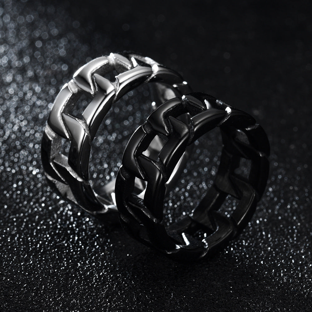 Men's Titanium Steel Stainless Casting Chain Ornament Rings