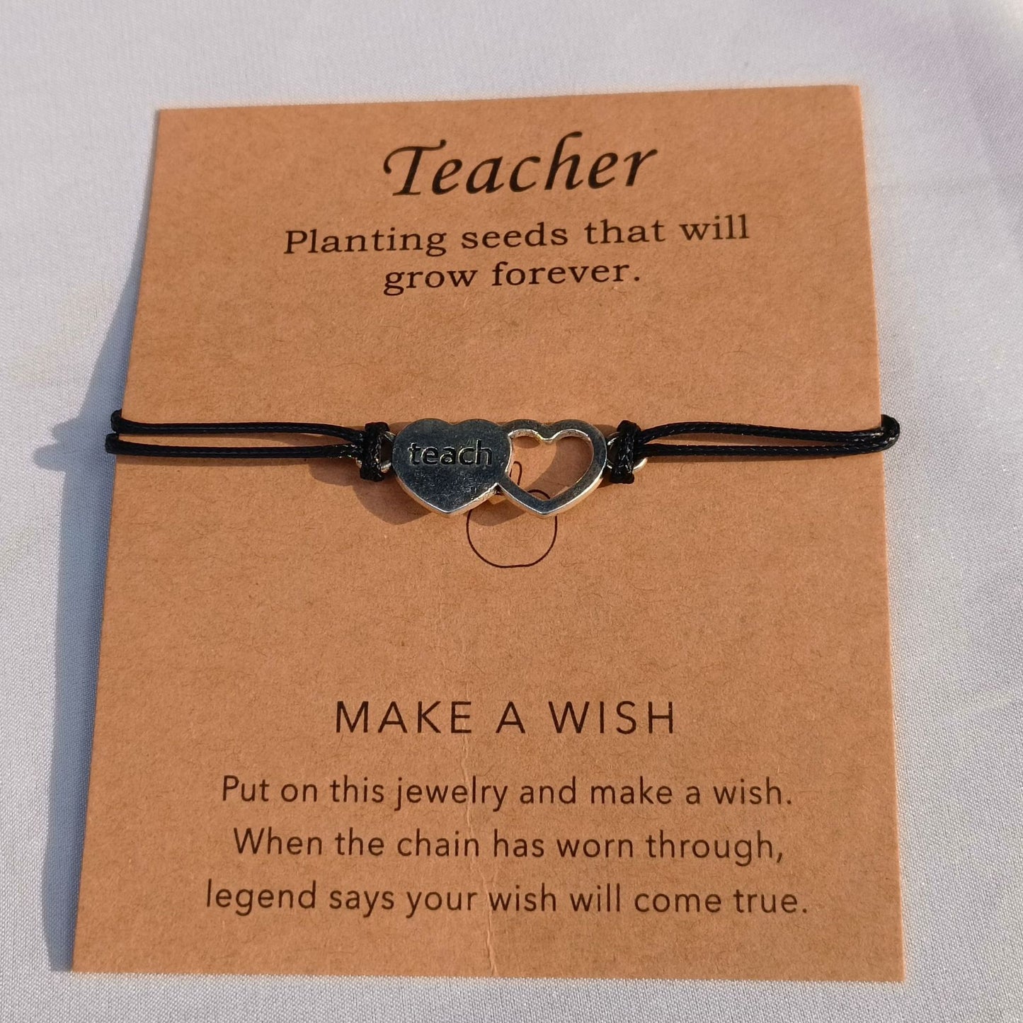 Card Vintage Alloy Teacher Blessing Wrist Bracelets