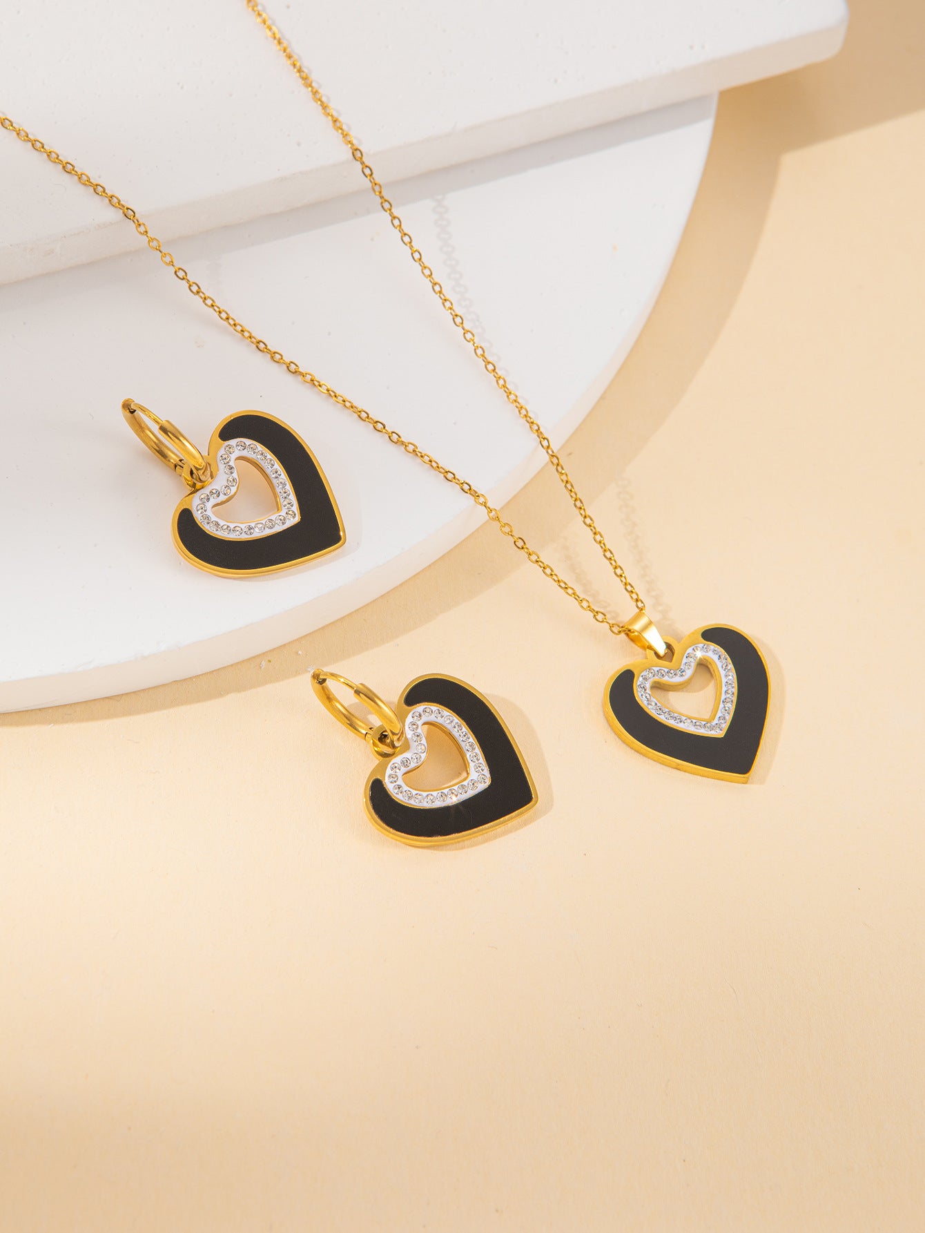 Women's Female With Hearts Zircon Light Luxury Design Earrings