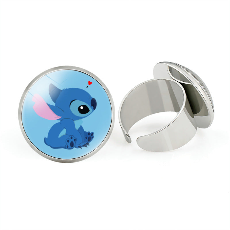 Star Stitch Cartoon Pattern Open Adjustable Rings