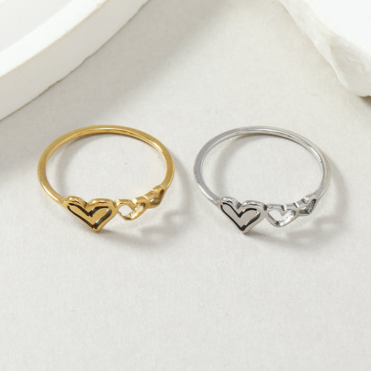 Simple Hollow Size Love Heart-shaped Personality Rings