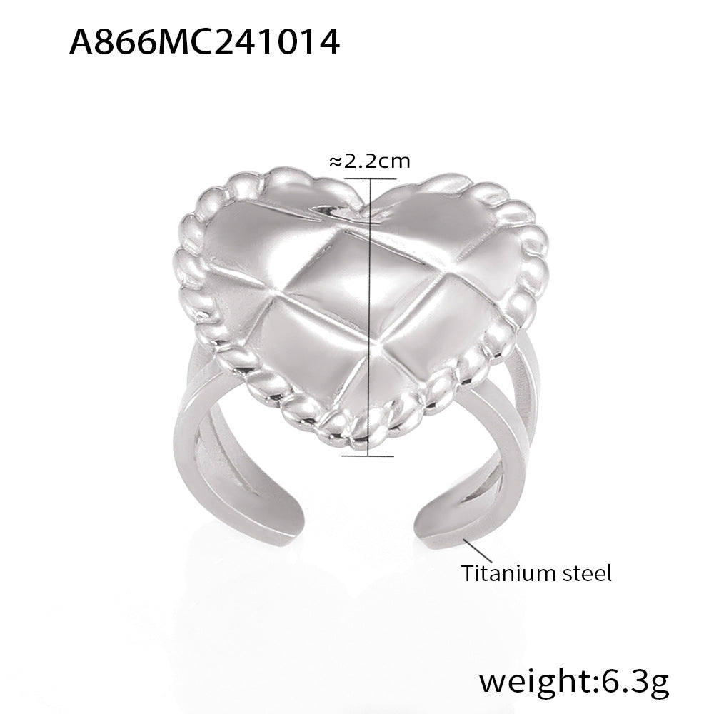 Women's Trendy Rhombus Love Heart-shaped Open Style Personalized Rings