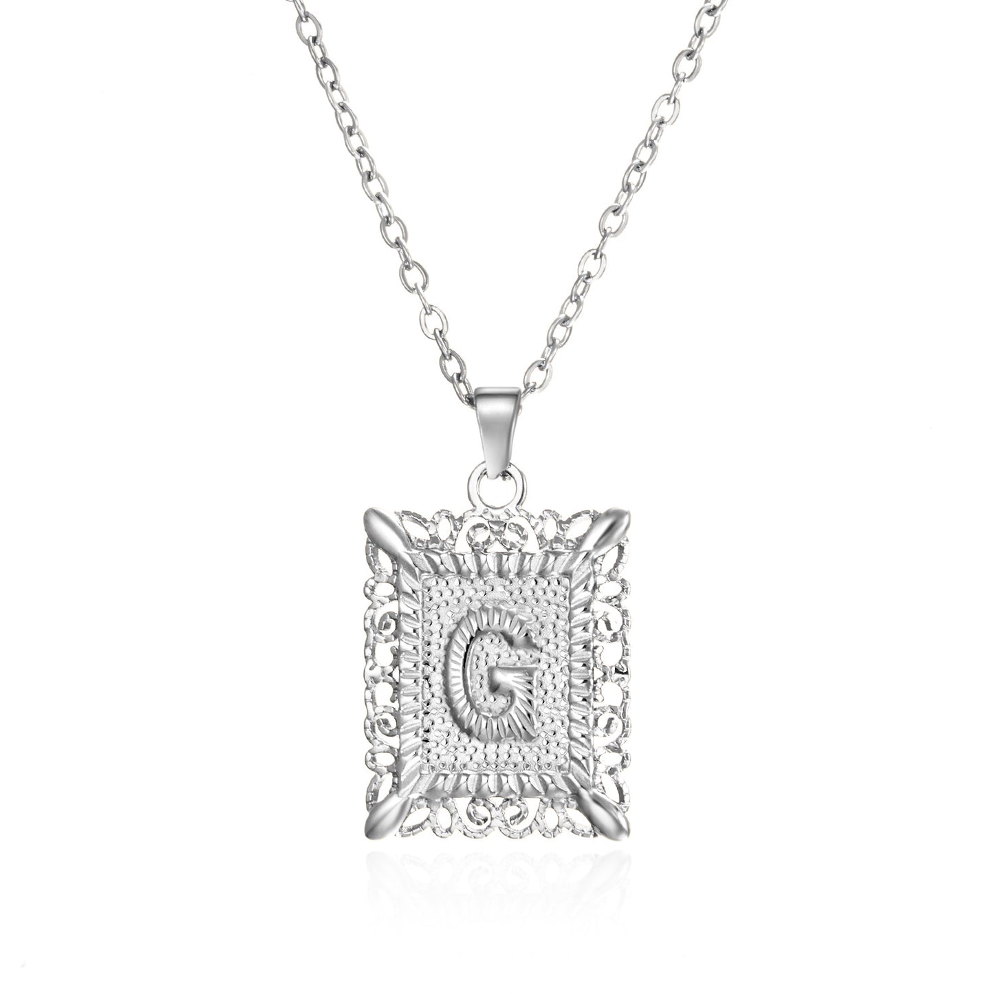 Stainless Steel Letter Hollow Square Titanium Necklaces