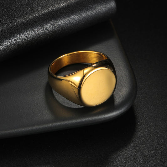 Men's Popular Titanium Steel Round Casting Stamp Rings