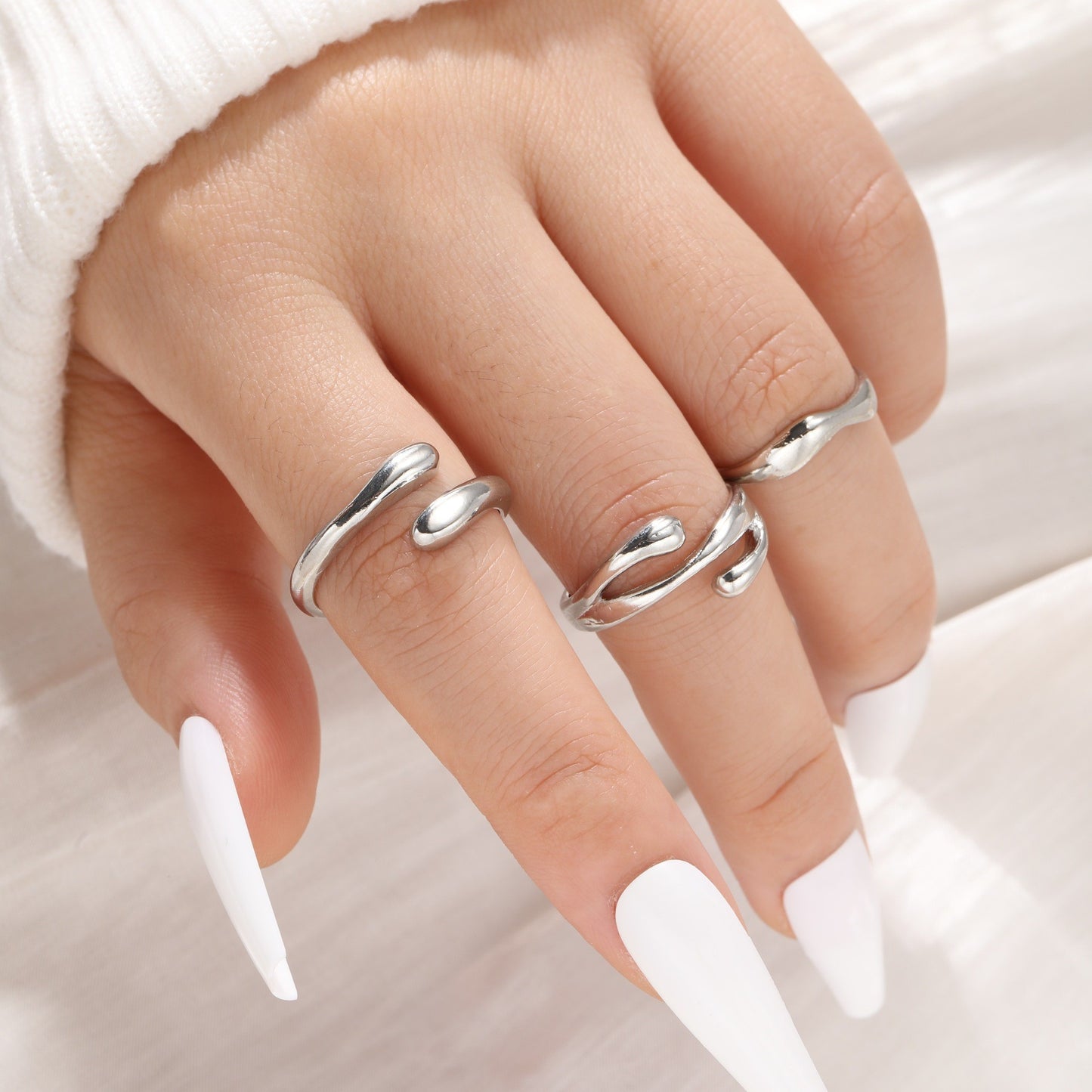 Cold Wind Irregular Texture Suit Set Rings