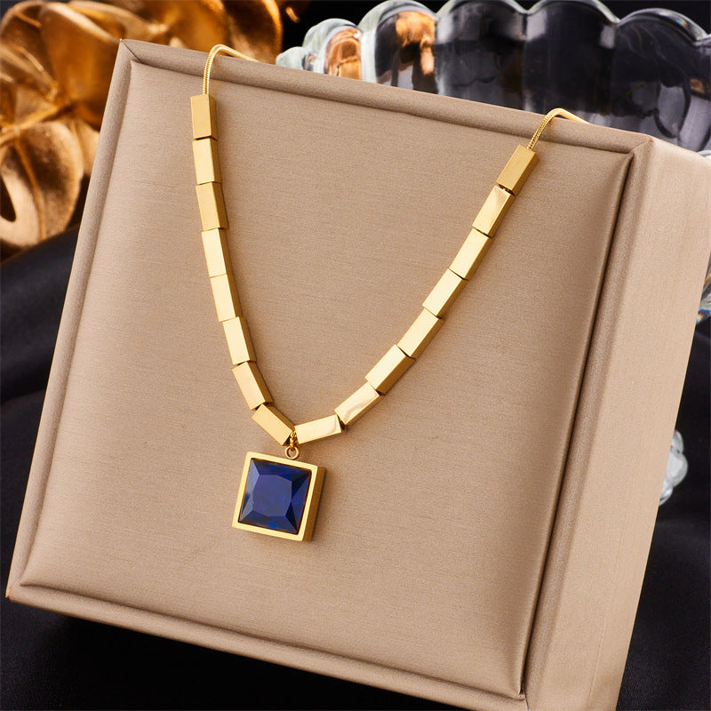 Creative Design Irregular Chain Diamond Square Necklaces