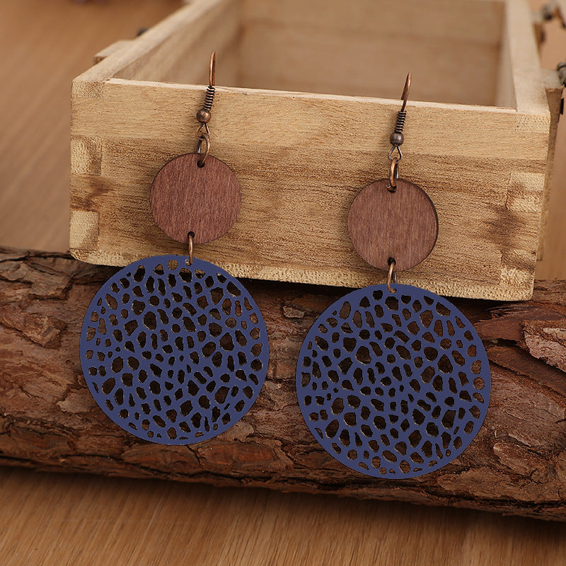 Bohemian Style Stitching Wooden Vintage Hollow Rings