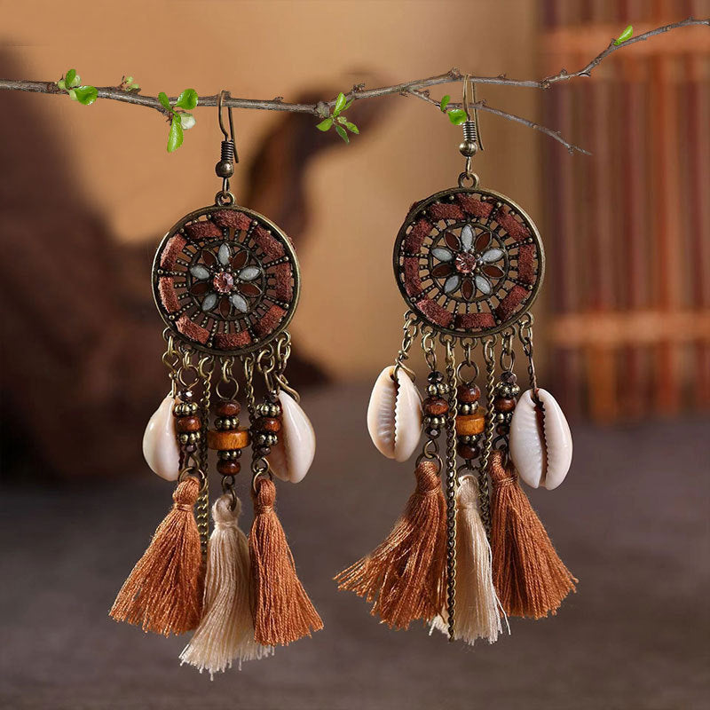 Tribe Ethnic Style Long Fringe Holiday Trip Earrings