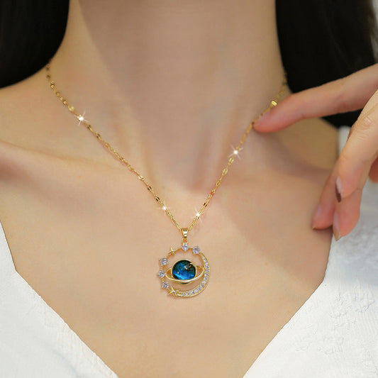 Women's Design Advanced Fantasy Titanium Steel Blue Necklaces